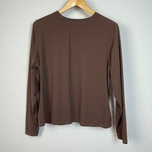 SKIMS Long Sleeve Brown T-Shirt 4X Crew Neck Basic Essential